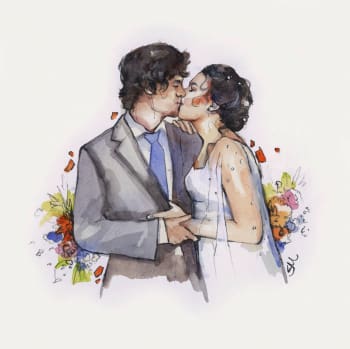 Example of wedding watercolor painting.