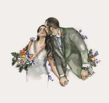 Example of wedding watercolor painting.