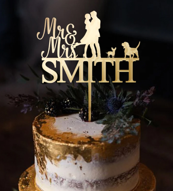 Personalized Date Mr and Mrs Silhouette Married in Las Vegas Cake