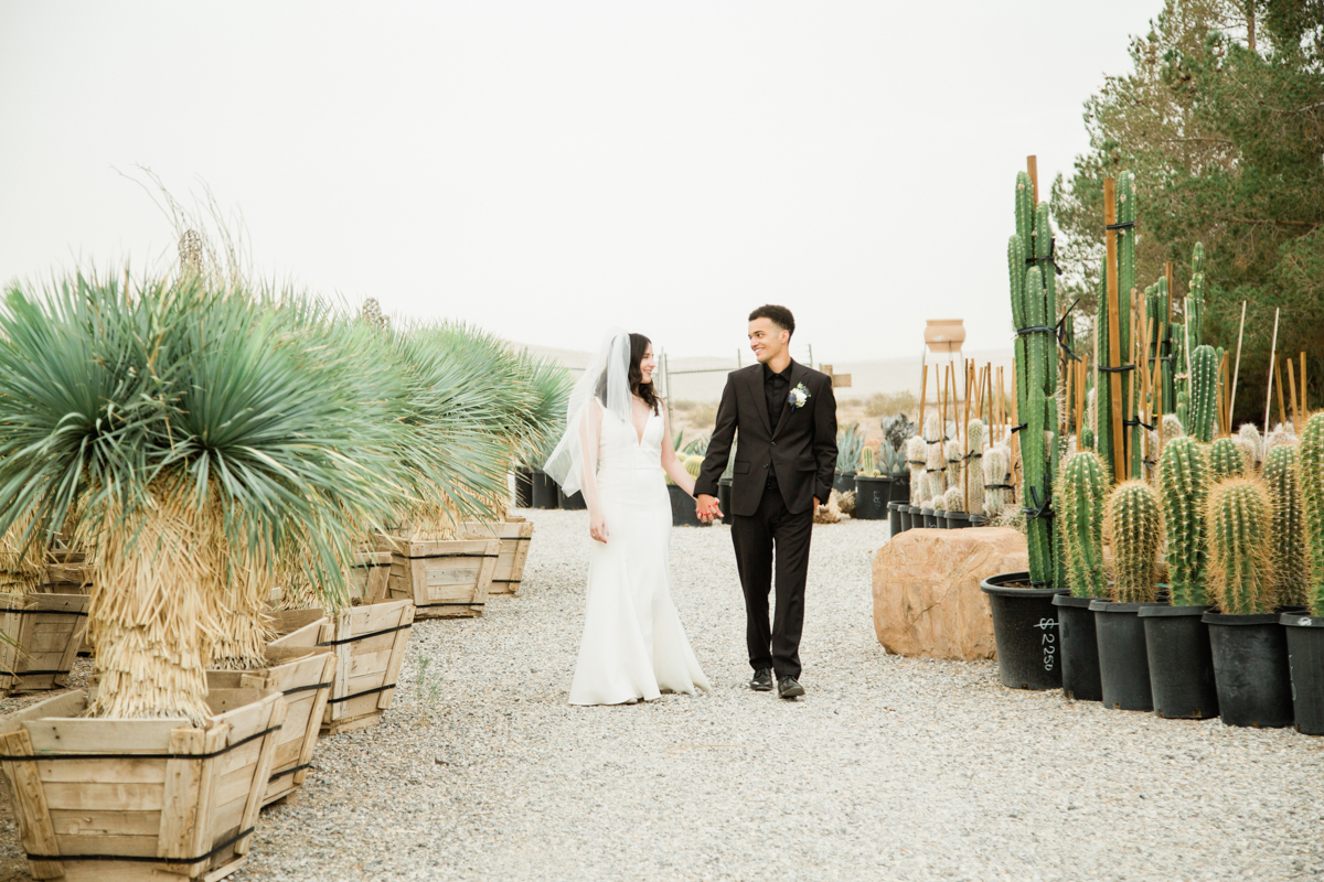 Newlyweds eloping at Cactus Joe's in Las Vegas.