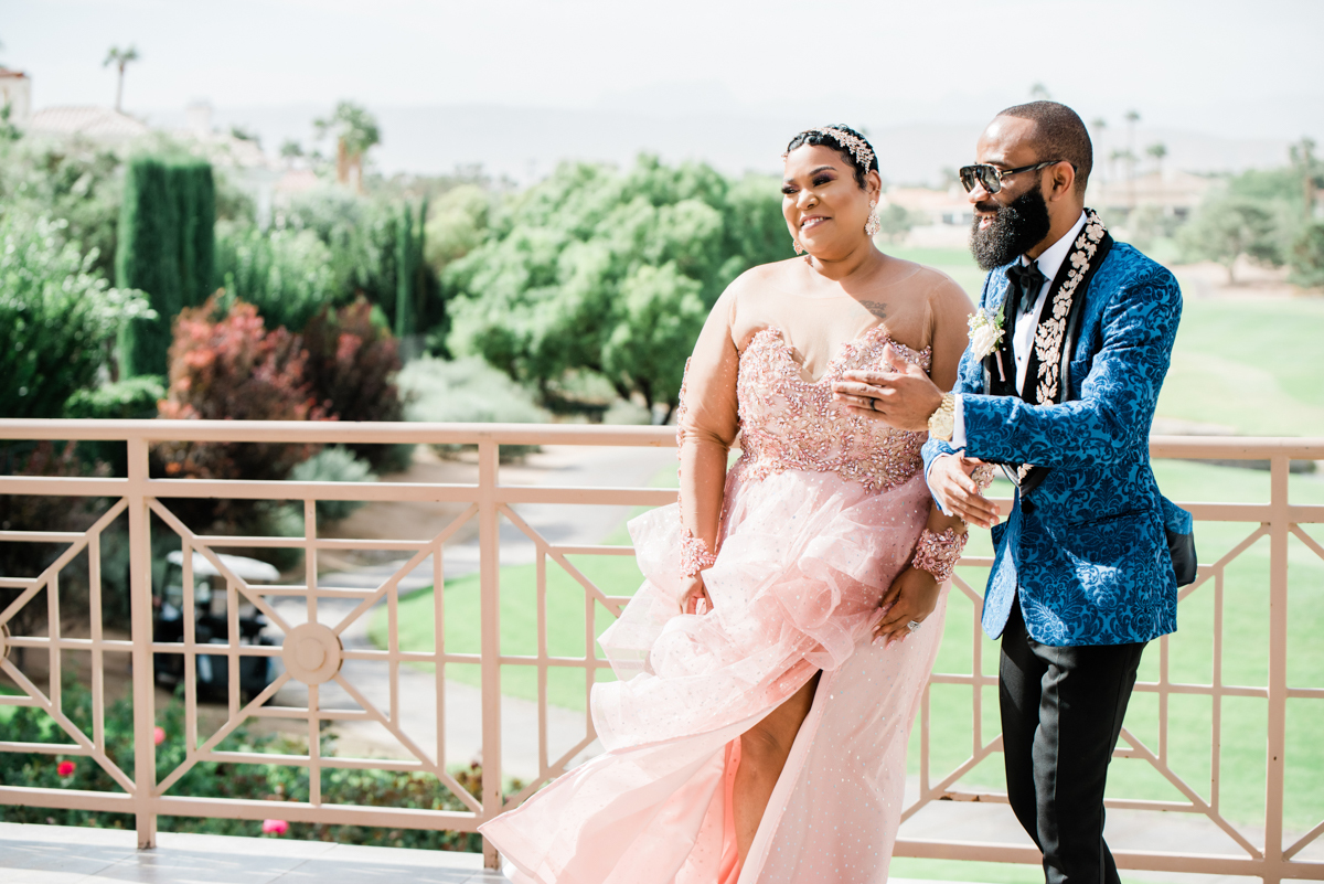 Newlyweds eloping at Canyon Gate Country Club in Las Vegas.