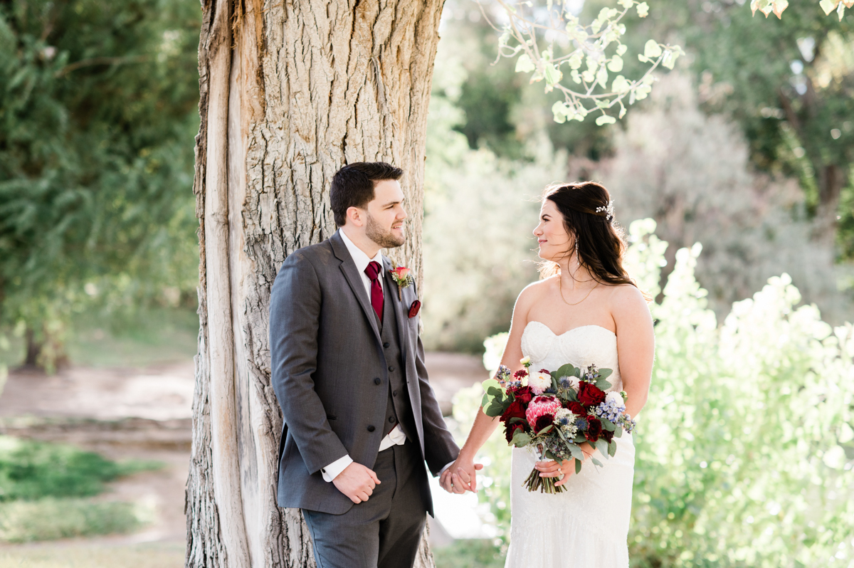 Newlyweds eloping at Floyd Lamb Park in Las Vegas.