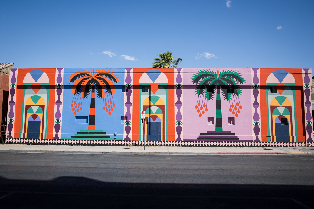 Colorful mural on the side of a building in Las Vegas.