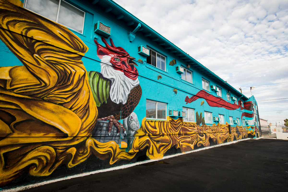 Colorful mural on the side of a building in Las Vegas.