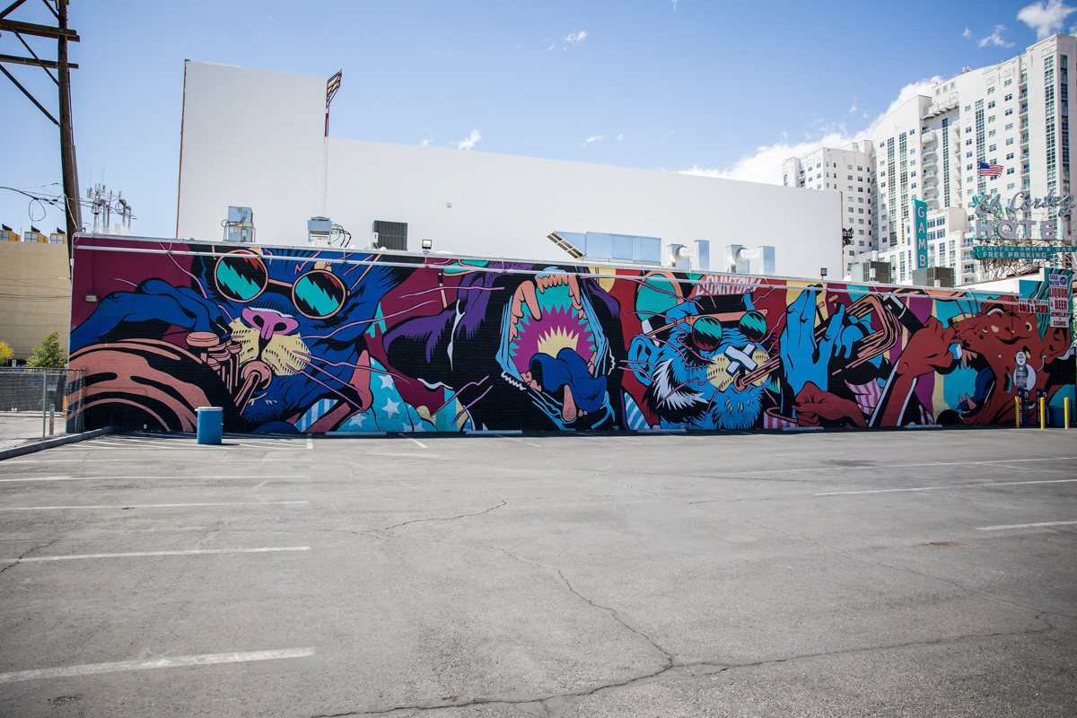 Colorful mural on the side of a building in Las Vegas.