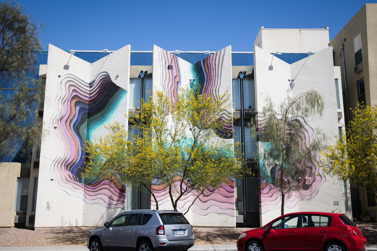 Colorful mural on the side of a building in Las Vegas.