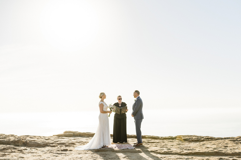 Elopement ceremony with ocean background at Point Loma.
