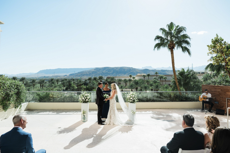 Emily + Landon's ceremony with mountain view.