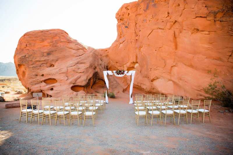 Ceremony area with seating for guest at the Valley of Fire.