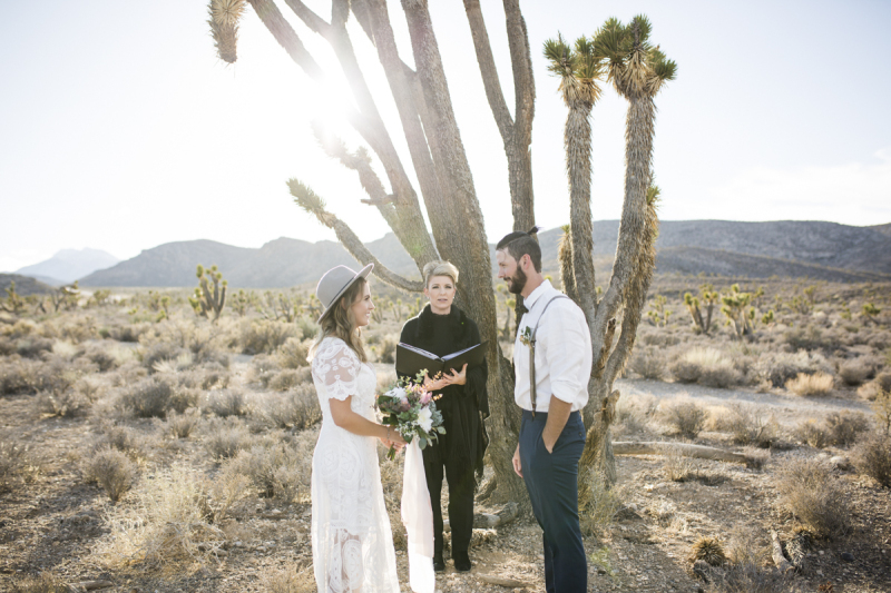 Ceremony in front of a Joshua Tree.