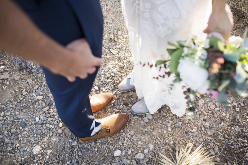 Close up of wedding shoes.
