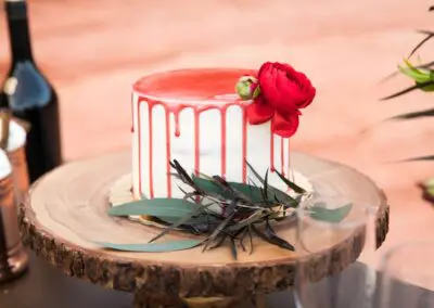 Beautiful red and white cake.