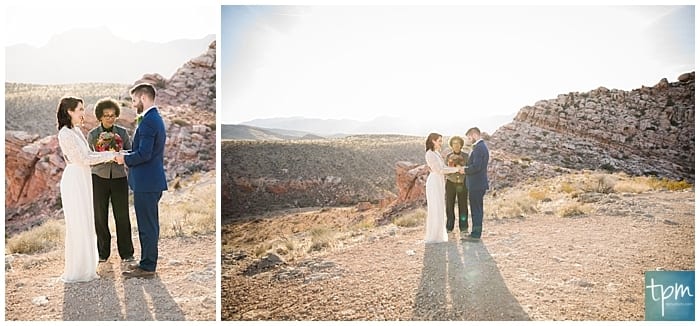 Mountaintop Elopement  in Red Rock Canyon Cactus 