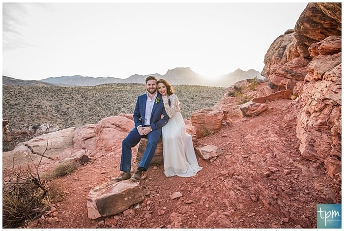 Mountaintop Elopement  in Red Rock Canyon Cactus 