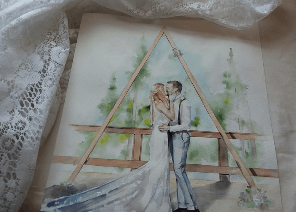 Wedding ceremony watercolor painting.