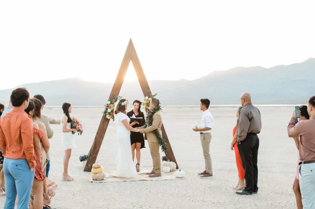 Kerrigan and Trevor's ceremony at the Dry Lake Bed.