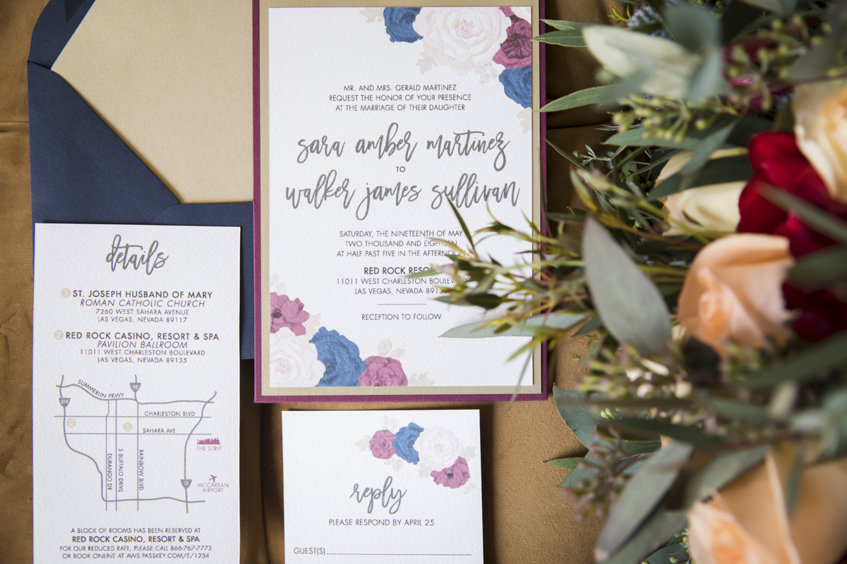 Flat lay of elopement announcement cards.
