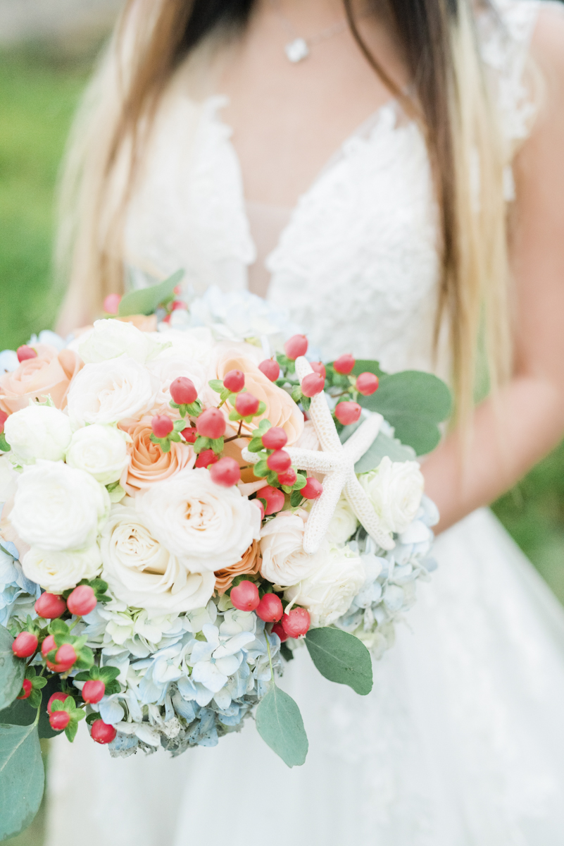 bride holding bouquet in San Diego